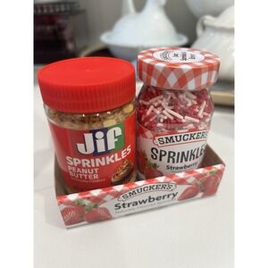 Jif Peanut Butter Sprinkles & Smuckers Strawberry Sprinkles Each 2.82 oz   Set